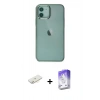 MARSİLYAN™- iPhone 12 Kılıf Doruk Doku Prime - Siyah Bilvis 5in1 3D Magic Cam Ekran Koruyucu + Renkli Kamera Lens Koruma Cam - SI