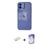 MARSİLYAN™- iPhone 12 Kılıf Doruk Doku Prime - Siyah Bilvis 5in1 3D Magic Cam Ekran Koruyucu + Renkli Kamera Lens Koruma Cam - SI