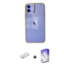 MARSİLYAN™- iPhone 12 Kılıf Doruk Doku Prime - Siyah Bilvis 5in1 3D Magic Cam Ekran Koruyucu + Renkli Kamera Lens Koruma Cam - TU