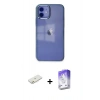 MARSİLYAN™- iPhone 12 Kılıf Doruk Doku Prime - Siyah Bilvis 5in1 3D Magic Cam Ekran Koruyucu + Renkli Kamera Lens Koruma Cam - TU