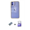 MARSİLYAN™- iPhone 12 Kılıf Doruk Doku Prime - Siyah Bilvis 5in1 5D Magic Hayalet Cam Ekran Koruyucu + Shine Kamera Lens Koruma Cam - GD