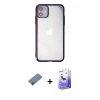 MARSİLYAN™- iPhone 12 Kılıf Doruk Doku Prime - Siyah Bilvis 5in1 5D Magic Hayalet Cam Ekran Koruyucu + Shine Kamera Lens Koruma Cam - GD