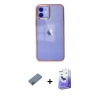MARSİLYAN™- iPhone 12 Kılıf Doruk Doku Prime - Siyah Bilvis 5in1 5D Magic Hayalet Cam Ekran Koruyucu + Shine Kamera Lens Koruma Cam - GD