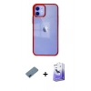 MARSİLYAN™- iPhone 12 Kılıf Doruk Doku Prime - Siyah Bilvis 5in1 5D Magic Hayalet Cam Ekran Koruyucu + Metal Kamera Lens Koruma Cam - MI