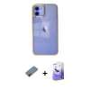 MARSİLYAN™- iPhone 12 Kılıf Doruk Doku Prime - Siyah Bilvis 5in1 5D Magic Hayalet Cam Ekran Koruyucu + Metal Kamera Lens Koruma Cam - MI