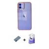 MARSİLYAN™- iPhone 12 Kılıf Doruk Doku Prime - Siyah Bilvis 5in1 5D Magic Hayalet Cam Ekran Koruyucu + Metal Kamera Lens Koruma Cam - MI