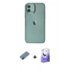 MARSİLYAN™- iPhone 12 Kılıf Doruk Doku Prime - Siyah Bilvis 5in1 5D Magic Hayalet Cam Ekran Koruyucu + Metal Kamera Lens Koruma Cam - MI