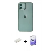 MARSİLYAN™- iPhone 12 Kılıf Doruk Doku Prime - Siyah Bilvis 5in1 5D Magic Hayalet Cam Ekran Koruyucu + Renkli Kamera Lens Koruma Cam - SI