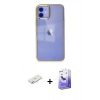 MARSİLYAN™- iPhone 12 Kılıf Doruk Doku Prime - Siyah Bilvis 5in1 5D Magic Hayalet Cam Ekran Koruyucu + Renkli Kamera Lens Koruma Cam - SI