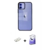 MARSİLYAN™- iPhone 12 Kılıf Doruk Doku Prime - Siyah Bilvis 5in1 5D Magic Hayalet Cam Ekran Koruyucu + Renkli Kamera Lens Koruma Cam - SI