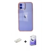 MARSİLYAN™- iPhone 12 Kılıf Doruk Doku Prime - Siyah Bilvis 5in1 5D Magic Hayalet Cam Ekran Koruyucu + Renkli Kamera Lens Koruma Cam - SI