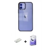 MARSİLYAN™- iPhone 12 Kılıf Doruk Doku Prime - Siyah Bilvis 5in1 5D Magic Hayalet Cam Ekran Koruyucu + Renkli Kamera Lens Koruma Cam - SI