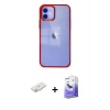 MARSİLYAN™- iPhone 12 Kılıf Doruk Doku Prime - Siyah Bilvis 5in1 5D Magic Hayalet Cam Ekran Koruyucu + Renkli Kamera Lens Koruma Cam - SI