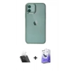 MARSİLYAN™- iPhone 12 Kılıf Doruk Doku Prime - Siyah Bilvis 5in1 5D Magic Hayalet Cam Ekran Koruyucu + Kamera Lens Koruma Cam - SF