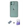 MARSİLYAN™- iPhone 12 Kılıf Doruk Doku Prime - Siyah Bilvis 5in1 5D Magic Hayalet Cam Ekran Koruyucu + Shine Kamera Lens Koruma Cam - MI
