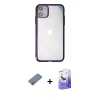 MARSİLYAN™- iPhone 12 Kılıf Doruk Doku Prime - Siyah Bilvis 5in1 5D Magic Hayalet Cam Ekran Koruyucu + Shine Kamera Lens Koruma Cam - SABE