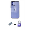 MARSİLYAN™- iPhone 12 Kılıf Doruk Doku Prime - Siyah Bilvis 5in1 5D Magic Hayalet Cam Ekran Koruyucu + Shine Kamera Lens Koruma Cam - SABE