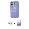 MARSİLYAN™- iPhone 12 Kılıf Doruk Doku Prime - Siyah Bilvis 5in1 5D Magic Hayalet Cam Ekran Koruyucu + Rainbow Kamera Lens Koruma Cam - YL