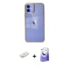 MARSİLYAN™- iPhone 12 Kılıf Doruk Doku Prime - Siyah Bilvis 5in1 5D Magic Hayalet Cam Ekran Koruyucu + Renkli Kamera Lens Koruma Cam - YL