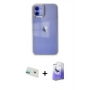 MARSİLYAN™- iPhone 12 Kılıf Doruk Doku Prime - Siyah Bilvis 5in1 5D Magic Hayalet Cam Ekran Koruyucu + Rainbow Kamera Lens Koruma Cam - YL