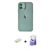 MARSİLYAN™- iPhone 12 Kılıf Doruk Doku Prime - Siyah Bilvis 5in1 5D Magic Hayalet Cam Ekran Koruyucu + Renkli Kamera Lens Koruma Cam - YL