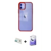 MARSİLYAN™- iPhone 12 Kılıf Doruk Doku Prime - Siyah Bilvis 5in1 5D Magic Hayalet Cam Ekran Koruyucu + Rainbow Kamera Lens Koruma Cam - YL