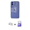 MARSİLYAN™- iPhone 12 Kılıf Doruk Doku Prime - Siyah Bilvis 5in1 5D Magic Hayalet Cam Ekran Koruyucu + Rainbow Kamera Lens Koruma Cam - YL