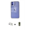 MARSİLYAN™- iPhone 12 Kılıf Doruk Doku Prime - Siyah Joko Magic 5D Hayalet Cam + Mor Rainbow Kamera Lens Koruma Cam