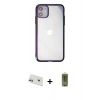 MARSİLYAN™- iPhone 12 Kılıf Doruk Doku Prime - Siyah Joko Magic 5D Hayalet Cam + Mor Rainbow Kamera Lens Koruma Cam