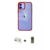MARSİLYAN™- iPhone 12 Kılıf Doruk Doku Prime - Siyah Joko Magic 5D Hayalet Cam + Mor Rainbow Kamera Lens Koruma Cam