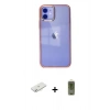 MARSİLYAN™- iPhone 12 Kılıf Doruk Doku Prime - Siyah Joko Magic 5D Hayalet Cam + Renkli Kamera Lens Koruma Cam - SI