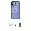 MARSİLYAN™- iPhone 12 Kılıf Doruk Doku Prime - Siyah Joko Magic 5D Hayalet Cam + Renkli Kamera Lens Koruma Cam - SI