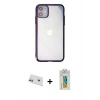 MARSİLYAN™- iPhone 12 Kılıf Doruk Doku Prime - Siyah Polymer Nano Ekran Koruyucu + Rainbow Kamera Lens Koruma Cam - MR