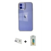 MARSİLYAN™- iPhone 12 Kılıf Doruk Doku Prime - Siyah Polymer Nano Ekran Koruyucu + Rainbow Kamera Lens Koruma Cam - MR