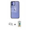 MARSİLYAN™- iPhone 12 Kılıf Doruk Doku Prime - Siyah Polymer Nano Ekran Koruyucu + Rainbow Kamera Lens Koruma Cam - MR