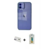 MARSİLYAN™- iPhone 12 Kılıf Doruk Doku Prime - Siyah Polymer Nano Ekran Koruyucu + Rainbow Kamera Lens Koruma Cam - MR