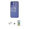 MARSİLYAN™- iPhone 12 Kılıf Doruk Doku Prime - Siyah Polymer Nano Ekran Koruyucu + Pembe Renkli Kamera Lens Koruma Cam