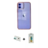 MARSİLYAN™- iPhone 12 Kılıf Doruk Doku Prime - Siyah Polymer Nano Ekran Koruyucu + Rainbow Kamera Lens Koruma Cam - YL
