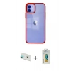 MARSİLYAN™- iPhone 12 Kılıf Doruk Doku Prime - Siyah Polymer Nano Ekran Koruyucu + Rainbow Kamera Lens Koruma Cam - YL