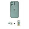 MARSİLYAN™- iPhone 12 Kılıf Doruk Doku Prime - Siyah Polymer Nano Ekran Koruyucu + Rainbow Kamera Lens Koruma Cam - YL