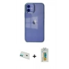 MARSİLYAN™- iPhone 12 Kılıf Doruk Doku Prime - Siyah Polymer Nano Ekran Koruyucu + Rainbow Kamera Lens Koruma Cam - YL