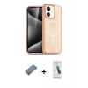 MARSİLYAN™- iPhone 12 Kılıf Eksen Doku Koleksiyonu - Şeffaf Pasifik Cam Ekran Koruyucu + Shine Kamera Lens Koruma Cam - GI