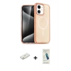 MARSİLYAN™- iPhone 12 Kılıf Eksen Doku Koleksiyonu - Şeffaf Pasifik Cam Ekran Koruyucu + Renkli Kamera Lens Koruma Cam - TU