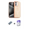MARSİLYAN™- iPhone 12 Kılıf Eksen Doku Koleksiyonu - Siyah Bilvis 5in1 3D Magic Cam Ekran Koruyucu + Metal Kamera Lens Koruma Cam - AKYL