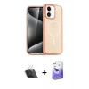 MARSİLYAN™- iPhone 12 Kılıf Eksen Doku Koleksiyonu - Siyah Bilvis 5in1 5D Magic Hayalet Cam Ekran Koruyucu + Şeffaf Kamera Lens Koruma Cam