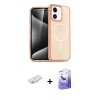 MARSİLYAN™- iPhone 12 Kılıf Eksen Doku Koleksiyonu - Siyah Bilvis 5in1 5D Magic Hayalet Cam Ekran Koruyucu + Renkli Kamera Lens Koruma Cam - YL