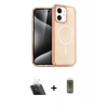 MARSİLYAN™- iPhone 12 Kılıf Eksen Doku Koleksiyonu - Siyah Joko Magic 5D Hayalet Cam + Kamera Lens Koruma Cam - SF
