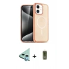 MARSİLYAN™- iPhone 12 Kılıf Eksen Doku Koleksiyonu - Siyah Joko Magic 5D Hayalet Cam + Raze Metal Kamera Lens - MI