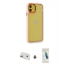 MARSİLYAN™- iPhone 12 Kılıf Eksen Doku Prime - Şeffaf Pasifik Cam Ekran Koruyucu + Rainbow Kamera Lens Koruma Cam - MR