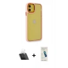 MARSİLYAN™- iPhone 12 Kılıf Eksen Doku Prime - Şeffaf Pasifik Cam Ekran Koruyucu + Şeffaf Kamera Lens Koruma Cam